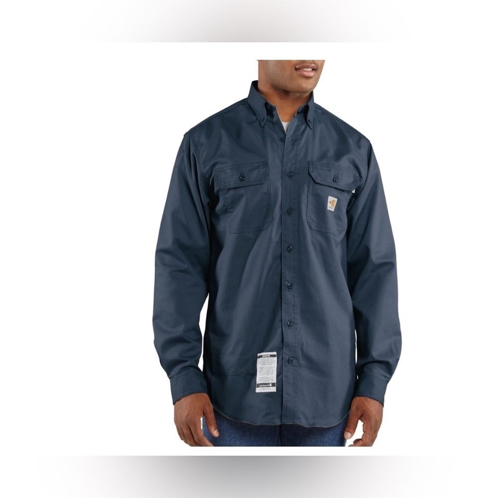 Carhartt Men's Flame Resistent Button Down Twill Shirt with Chest Pockets